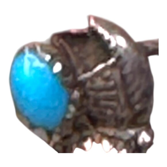 Vintage Navajo Old Pawn Turquoise Coral Sterling Silver Artisan Ring SW 5.75 - Picture 8 of 10